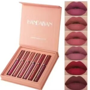Set of 6 velvet matte liquid lipsticks – waterproof and non-transfer formula