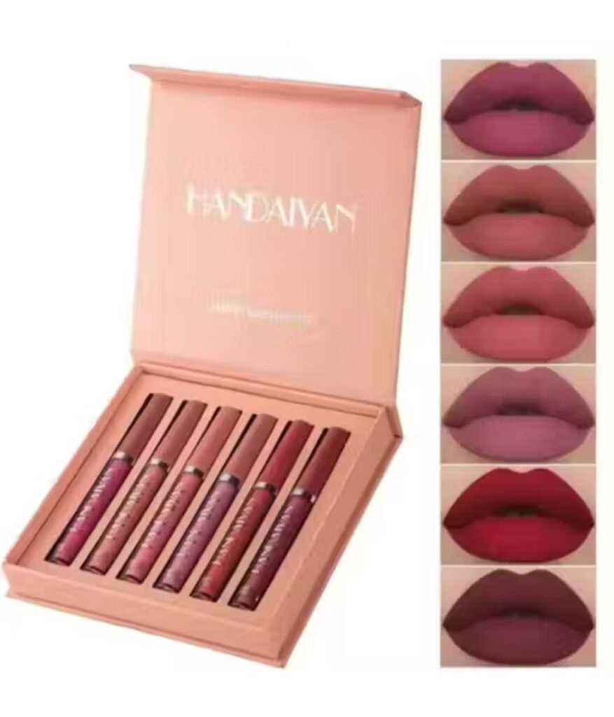 Set of 6 velvet matte liquid lipsticks – waterproof and non-transfer formula