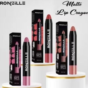 Ronzille matte lip crayon set of 3 – Cherry Wood, Soft Peach, Raspberry Rose shades