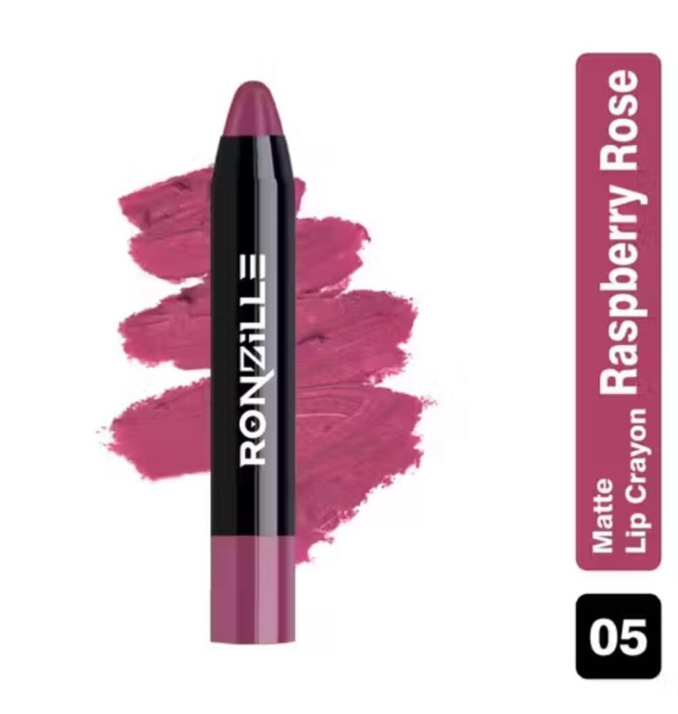 Ronzille matte lip crayon – shade 05 Raspberry Rose in single retractable format