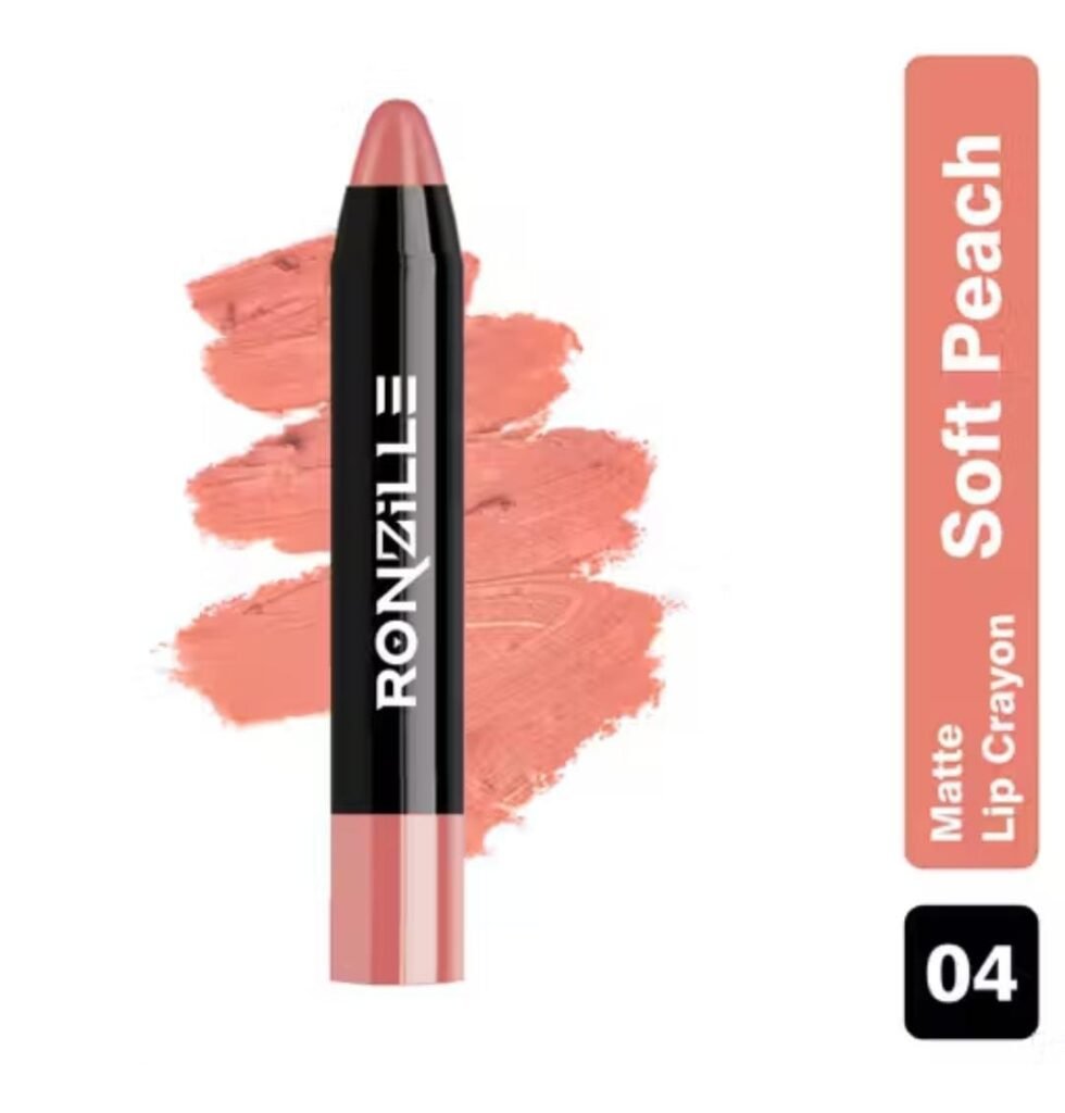 Ronzille matte lip crayon – shade 04 Soft Peach in single retractable format