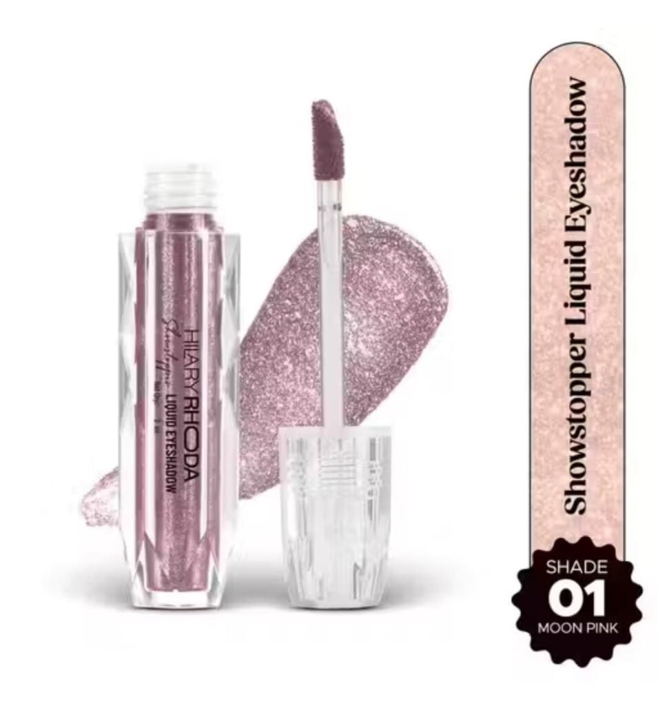 Hilary Rhoda Showstopper liquid eyeshadow – Shade 01 Moon Pink with gel-based shimmer