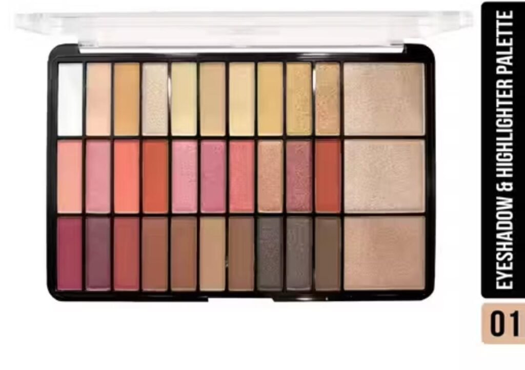 Shryoan eyeshadow and highlighter palette – Shade 01 with 30 colorful eyeshadows and 3 highlighters