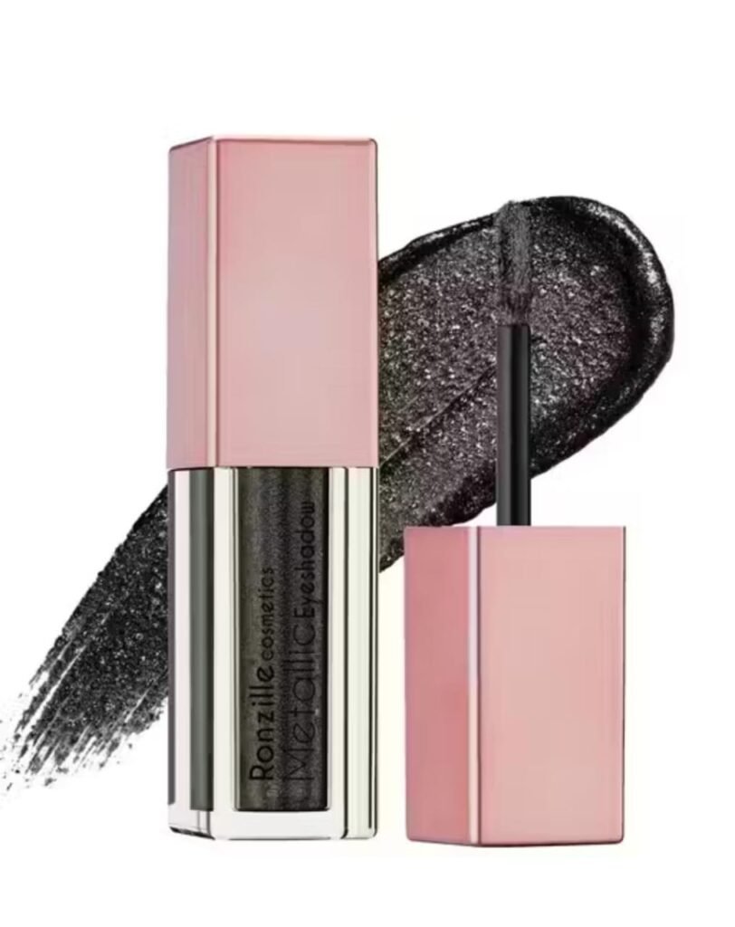 Ronzille metallic shimmer eyeshadow – shade 06 Smokey Black with bold glam finish