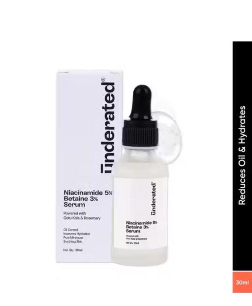 Underated Niacinamide + Betaine serum – 30ml daily skin balancing formula for oil control and hydration