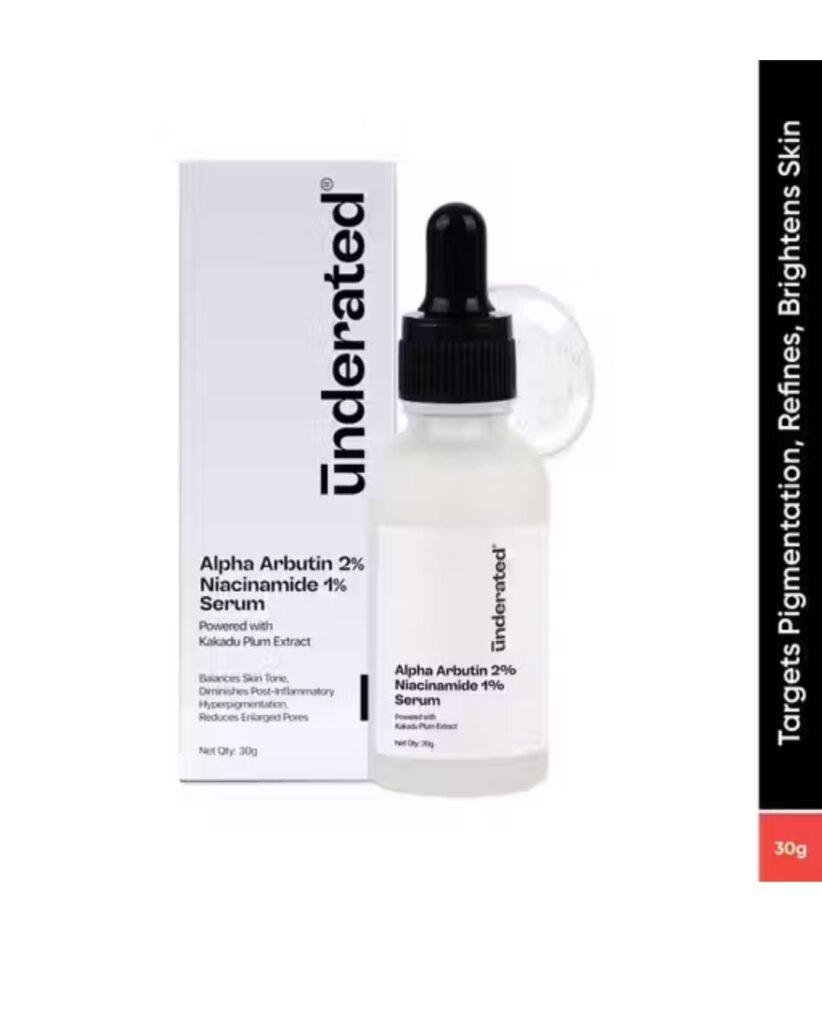 Underated Alpha Arbutin + Niacinamide serum – 30ml brightening and tone-correcting formula with Kakadu Plum