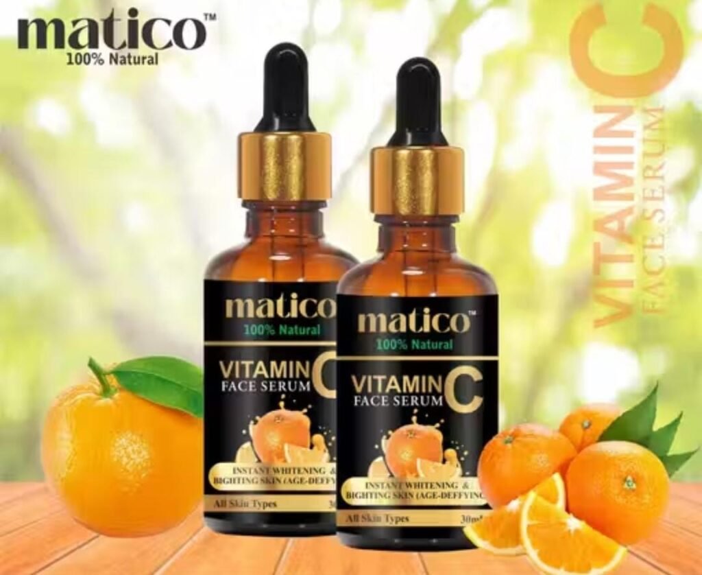 Matico Vitamin C Serum – pack of 2 x 30ml brightening and whitening formula with hyaluronic acid and aloe vera for oily skin