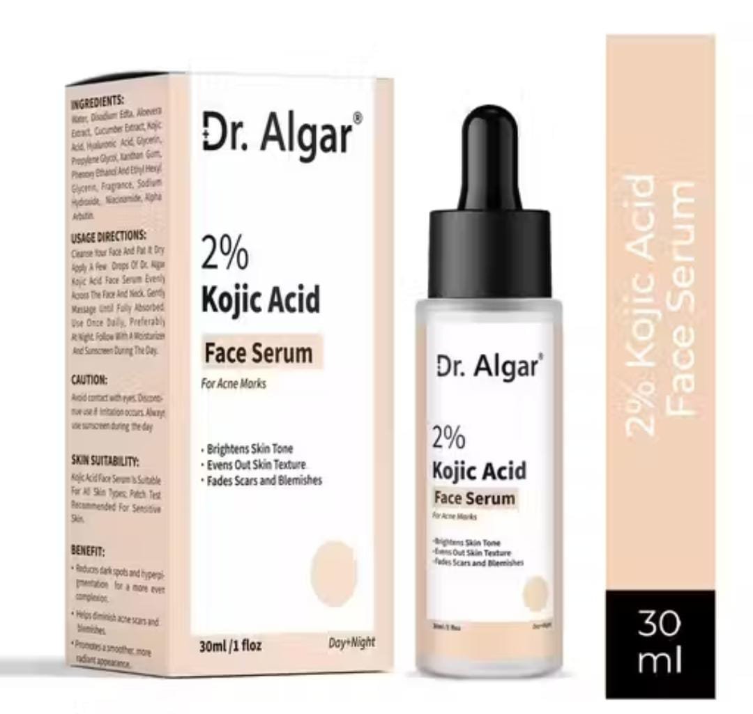 Dr. Algar Kojic Acid Face Serum – 30ml with Alpha Arbutin and Niacinamide for dark spot and pigmentation reduction