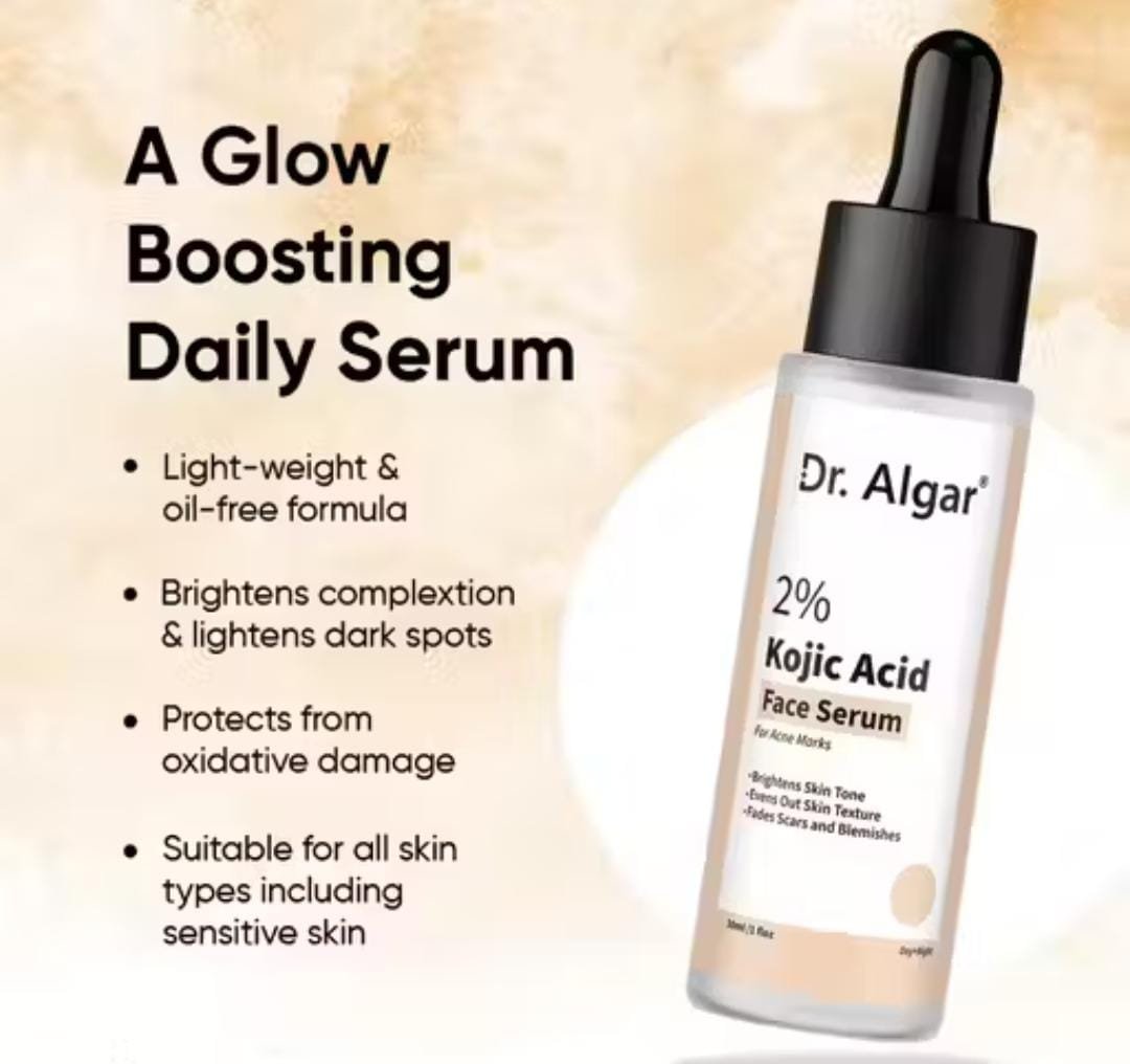 Dr. Algar serum – lightweight, oil-free, suitable for all skin types, brightens complexion, lightens dark spots, protects from oxidative damage