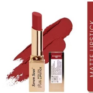Seven Seas HD Intense Matte Lipstick – Shade Guardsman Red with rich pigment and non-transfer matte finish