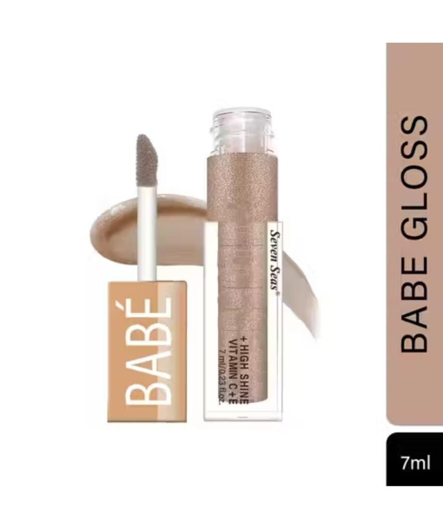 Seven Seas Lip Gloss – alternate angle showing packaging and applicator in Rose shade