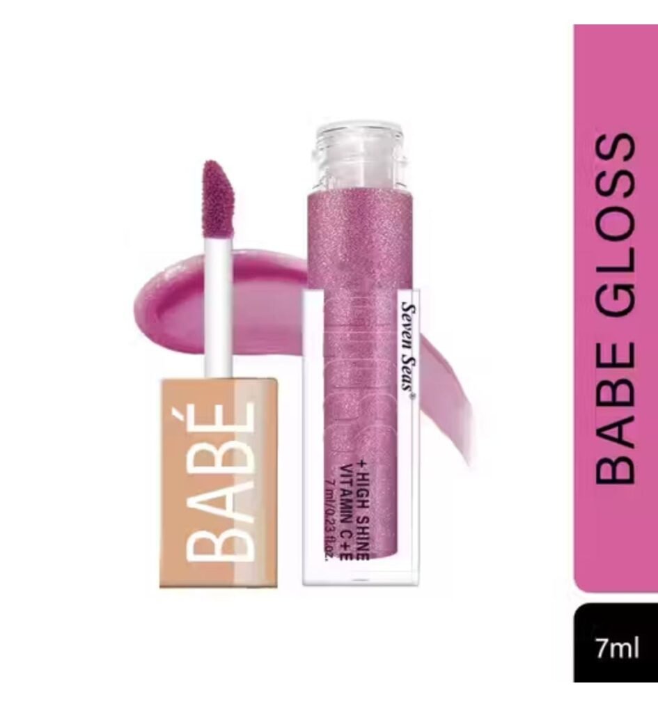 Seven Seas Babe Glittery Lip Gloss – Shade Hot Pink with high shine and non-sticky moisturizing formula