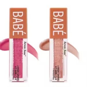Seven Seas Babe Glittery Lip Gloss – Pack of 2 in Hot Pink & Rose with high shine and moisturizing formula