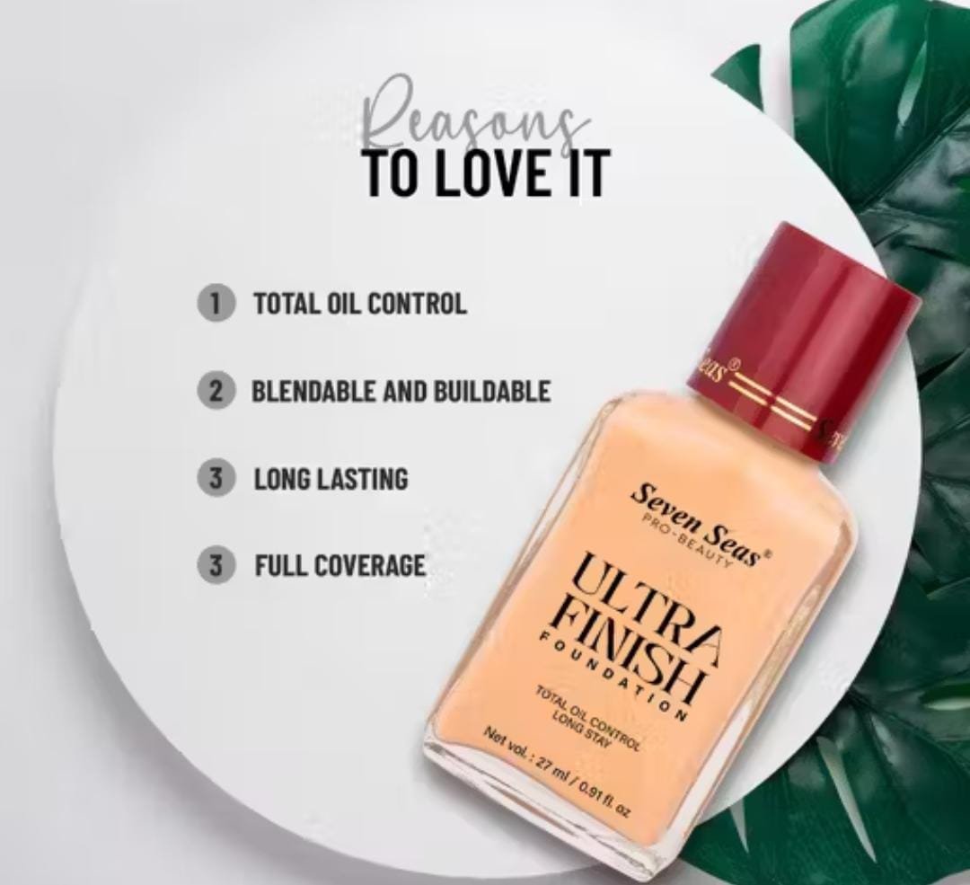 Seven Seas Foundation – total oil control, blendable, buildable, long-lasting, full coverage