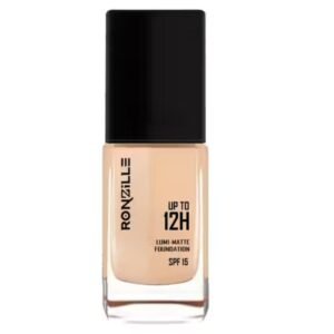 Ronzille Super Stay Lumi Matte Foundation – Shade 02 with 12-hour wear, SPF 15, and lightweight matte finish