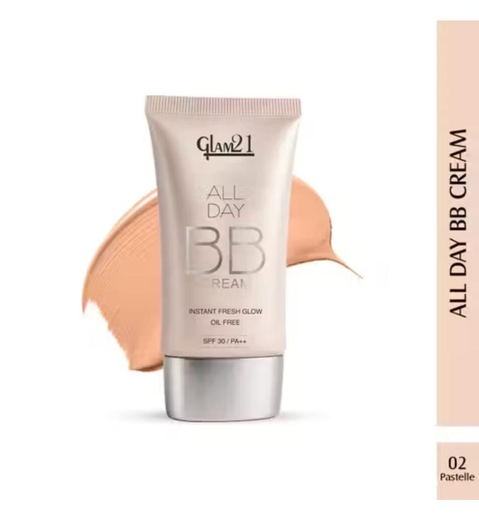 Glam21 BB Cream – Pastelle Shade with SPF 30, oil-free, lightweight and non-greasy formula