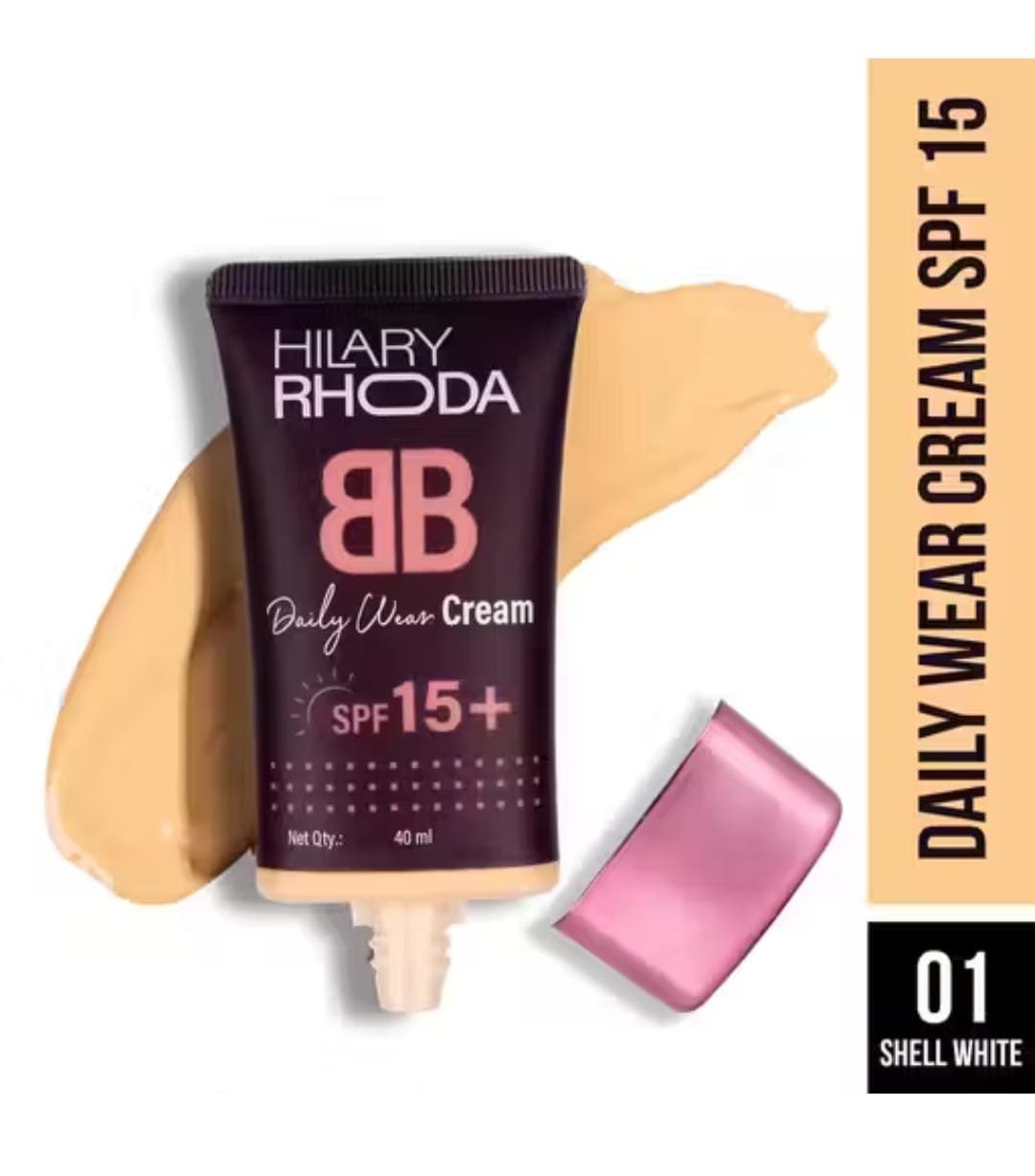 Hilary Rhoda BB Daily Wear Cream – Shell White Shade 01 with SPF 15, wheat germ and jojoba oil