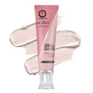 Colors Queen Real Base Foundation – Sheer Ivory with matte finish, oil-free, long-lasting formula in 30ml