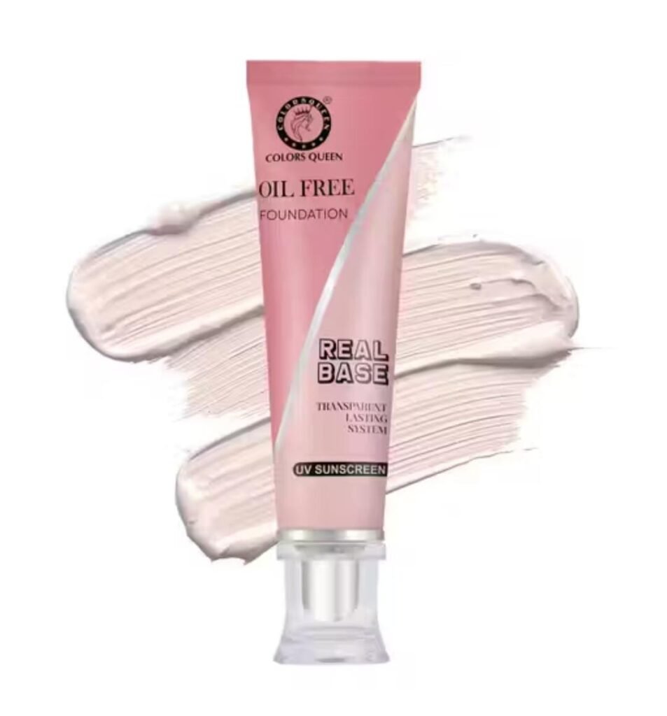 Colors Queen Real Base Foundation – Sheer Ivory with matte finish, oil-free, long-lasting formula in 30ml