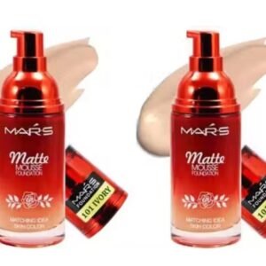 Mars Matte Mousse Foundation | Ivory Shade | Natural Matte Finish | Lightweight & Long-Lasting | Pack of 2 x 60ml