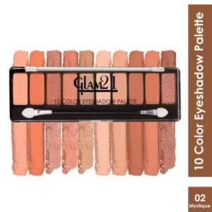 Glam21 Mystique 10 Color Eyeshadow Palette | Shade 02 | Highly Pigmented | Smudge-Free & Long-Lasting | 8.8gm
