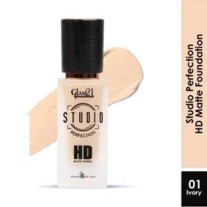 Glam21 Studio Perfection HD Matte Foundation | Shade 01 Ivory | Long-Lasting | Medium to Full Coverage | 30ml