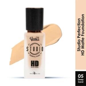 Glam21 Studio Perfection HD Matte Foundation | Shade 05 Caramel | Long-Lasting | Medium to Full Coverage | 30ml