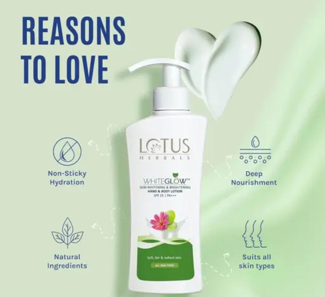 Lotus Herbals WhiteGlow Skin Whitening & Brightening Hand & Body Lotion SPF 25 | 400ml × Pack of 2 - Image 3