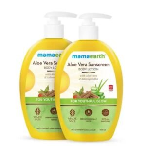 Mamaearth Aloe Vera Sunscreen Body Lotion SPF 30 | 300ml × Pack of 2 | Hydrating & Protective Formula