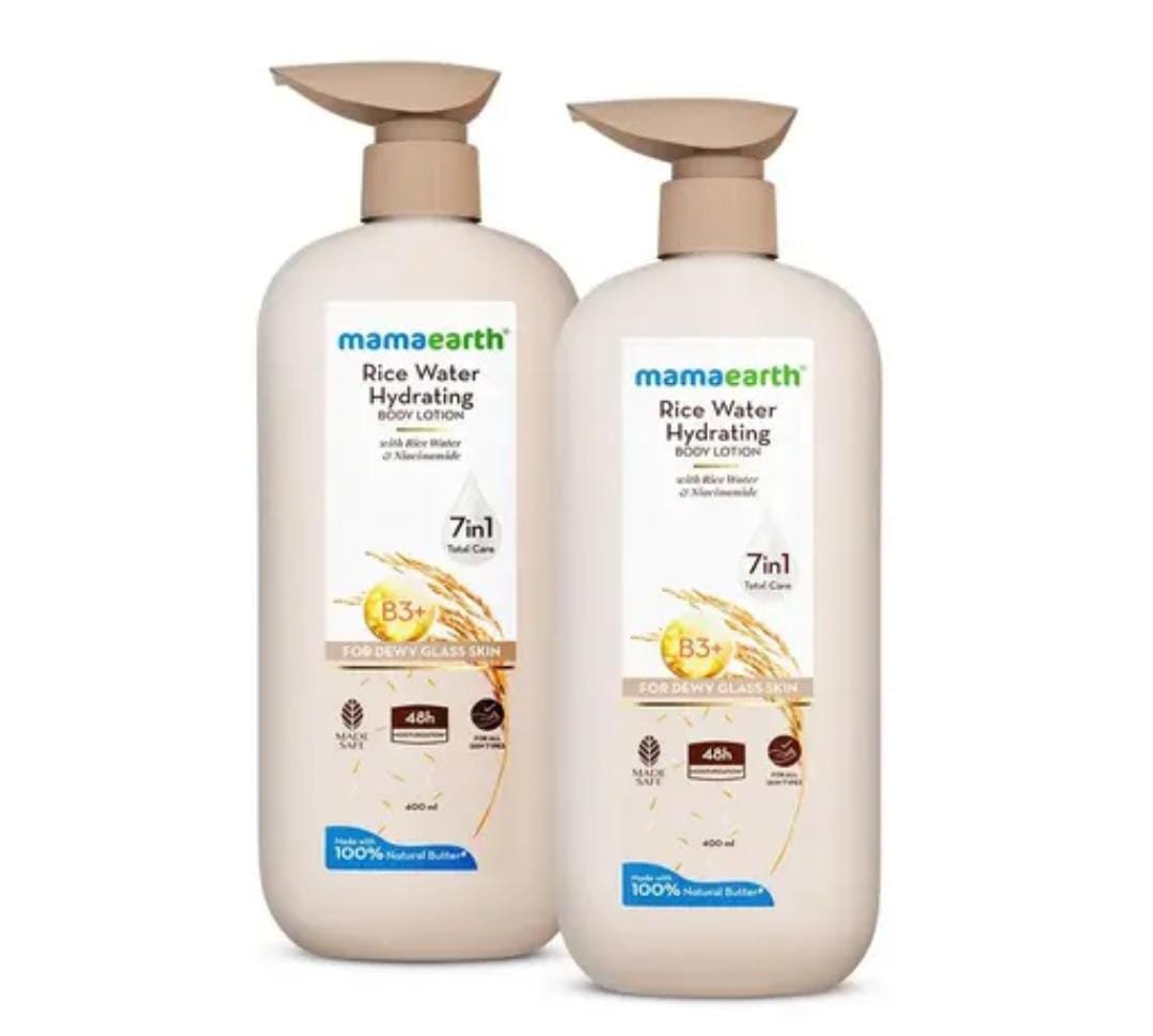 Mamaearth Cocoa Rich Moisturizing Body Lotion | Cocoa Butter & Vitamin E | 400ml × Pack of 2 | 48h Deep Moisturization | 7-in-1 Total Care