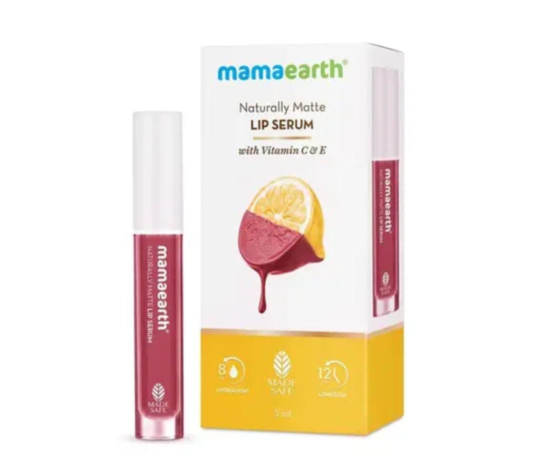 Mamaearth Naturally Matte Lip Serum | Matte Liquid Lipstick | Rosy Nude | With Vitamin C & E | 3ml | Up to 12-Hour Stay