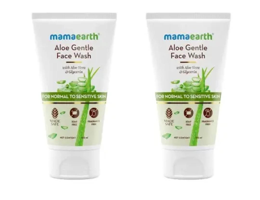 Mamaearth Aloe Gentle Face Wash | With Aloe Vera & Glycerin | For Sensitive, Dry to Normal Skin | 150ml × Pack of 2