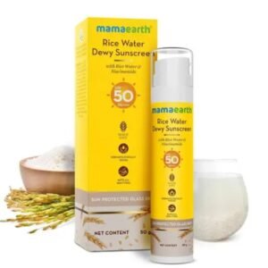 Mamaearth Rice Water Dewy Sunscreen | SPF 50 PA++++ | With Rice Water & Niacinamide | 50g