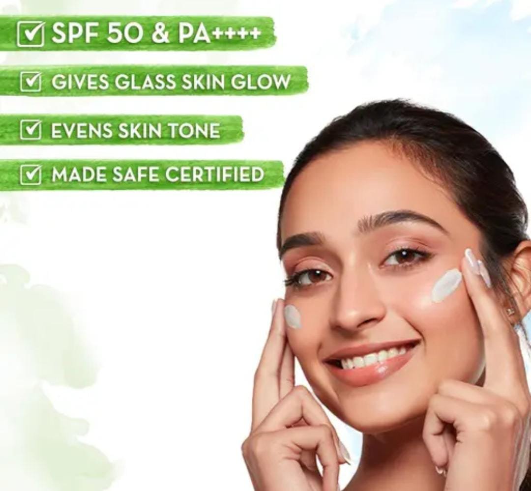 Mamaearth Rice Water Dewy Sunscreen | SPF 50 PA++++ | With Rice Water & Niacinamide | 50g - Image 2