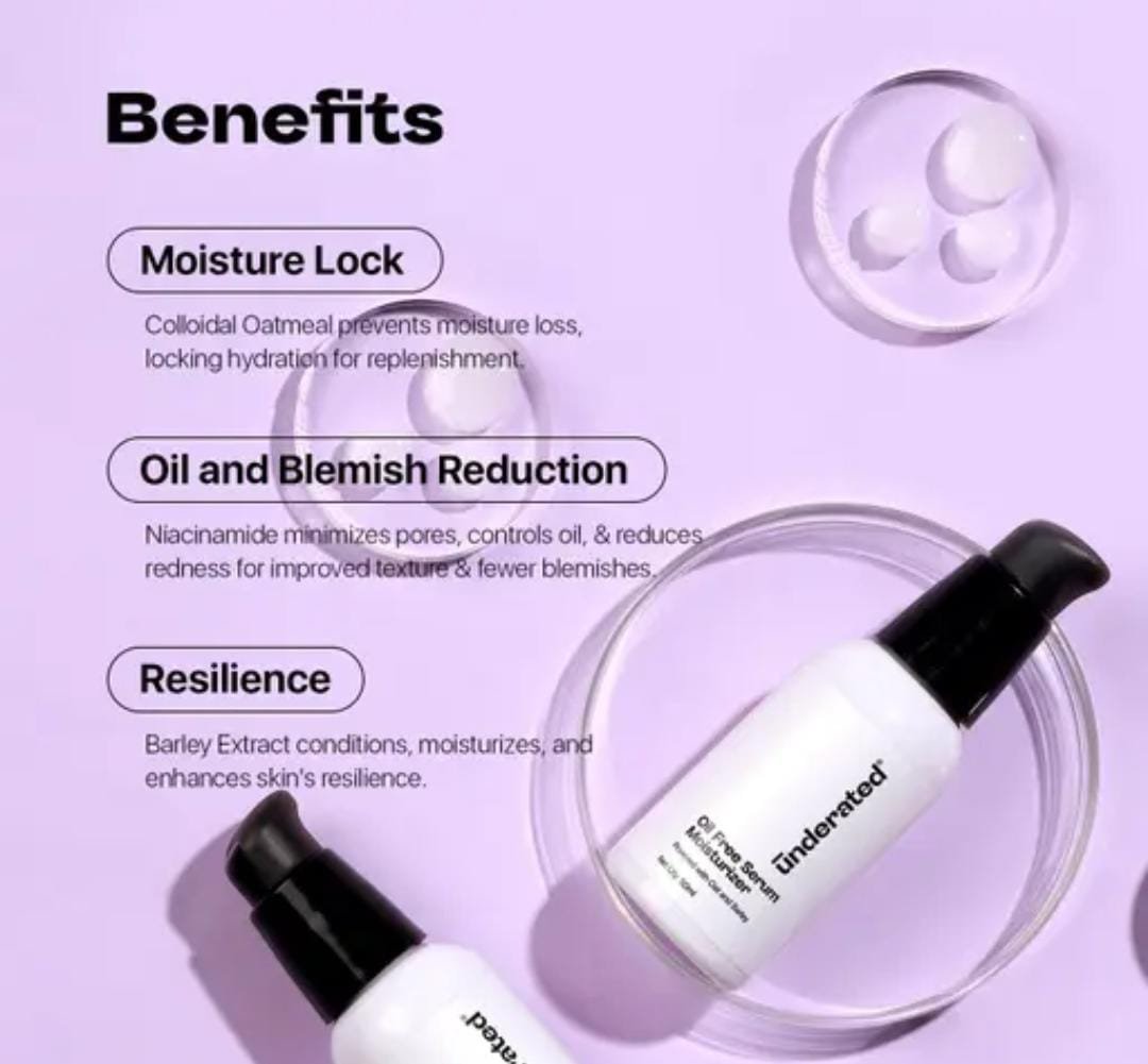 Underated Oil-Free Serum Moisturizer | Powered with Oat & Barley | Regulates Oil & Provides Long-Lasting Hydration | 50g - Image 3