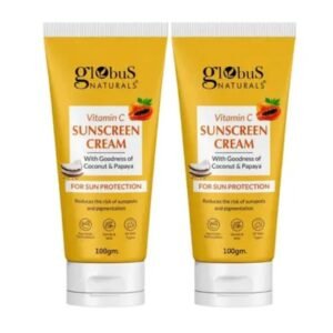 Globus Naturals Vitamin C Sunscreen Cream | With Coconut & Papaya | Sun Protection for All Skin Types | 100gm × 2 Pack