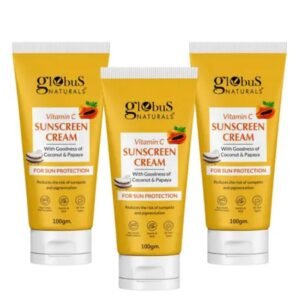 Globus Naturals Vitamin C Sunscreen Cream | With Coconut & Papaya | Sun Protection for All Skin Types | 100gm × 3 Pack