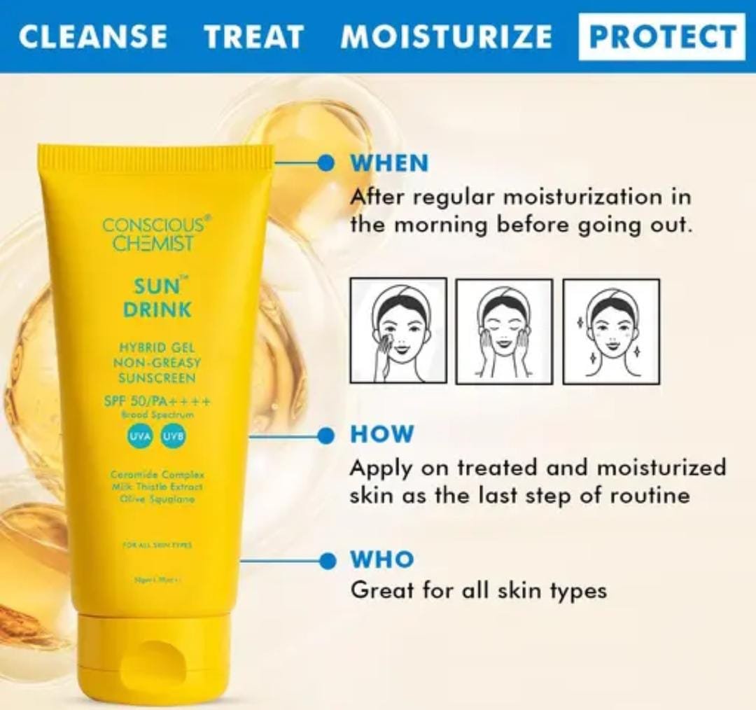 Conscious Chemist Hybrid Sunscreen SPF 50 PA++++ | Gel Sunscreen with Ceramide | For Dry Skin | Broad-Spectrum Protection | 50g - Image 4
