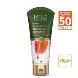 Lotus Botanicals Vitamin C Matte Fluid Sunscreen SPF 50 PA+++ | Sun Protection & Skin Brightening | For All Skin Types | 75g