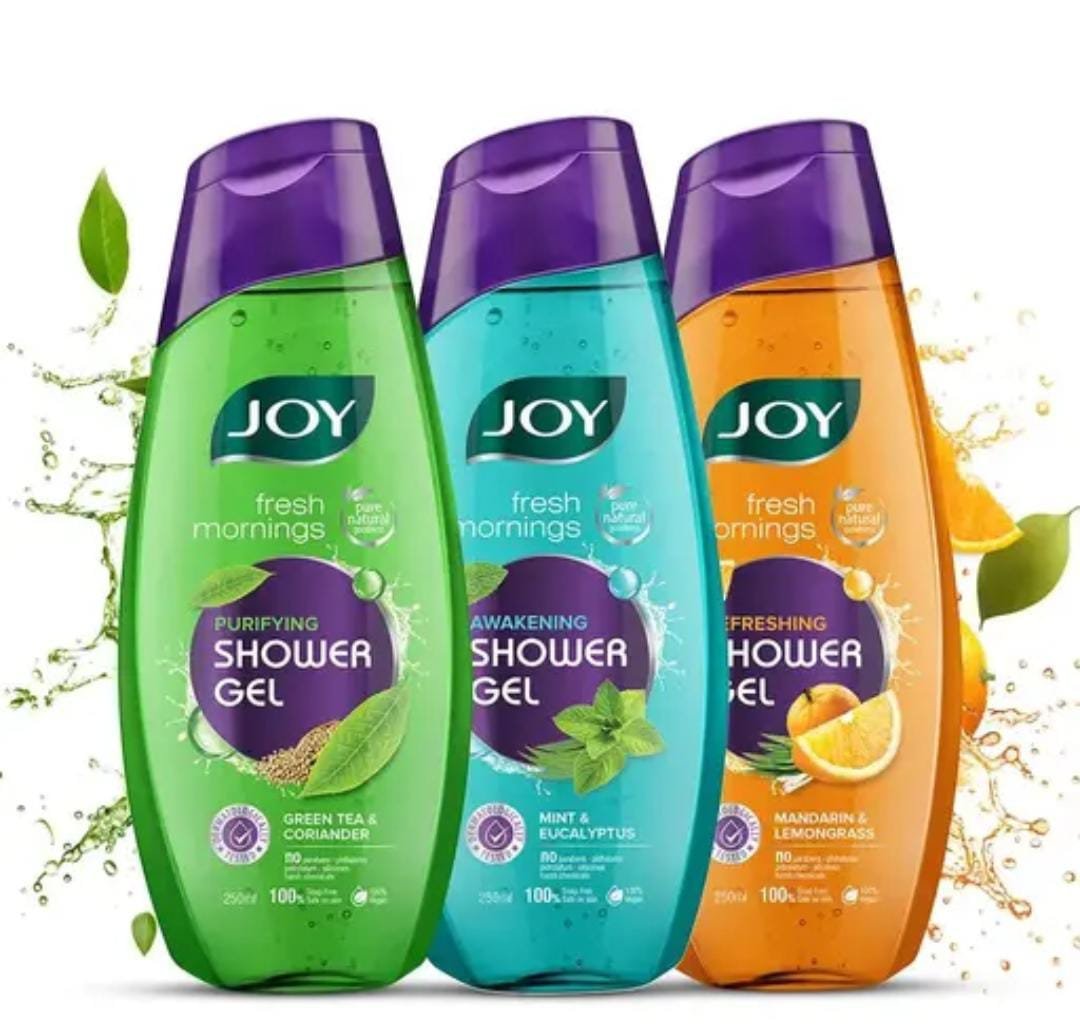 Joy Multipack Body Wash | Pack of 3 × 250ml | Green Tea & Coriander, Mint & Eucalyptus, Mandarin & Lemongrass | Premium Refreshing Body Cleanser Set