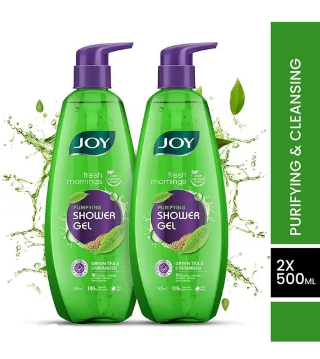 Joy Purifying Shower Gel | Pack of 2 × 500ml | Green Tea & Coriander Body Wash