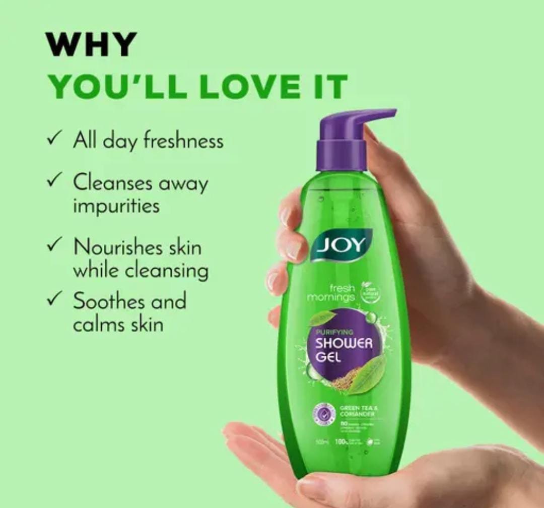 Joy Purifying Shower Gel | Pack of 2 × 500ml | Green Tea & Coriander Body Wash - Image 3
