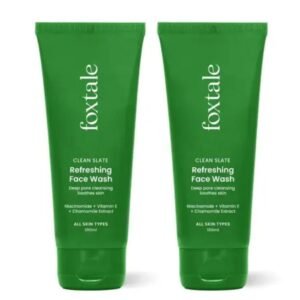 Foxtale Refreshing Face Wash | Pack of 2 × 100ml | Brightening, Hydrating & Oil Control with Niacinamide & Vitamin E | Suitable for Men & Women