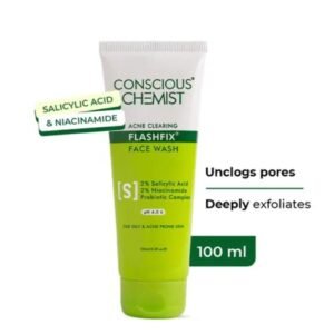 Conscious Chemist FlashFix 2% Salicylic Acid Face Wash | 100ml | With Niacinamide | Acne-Clearing & Oil Control Cleanser for Men & Women