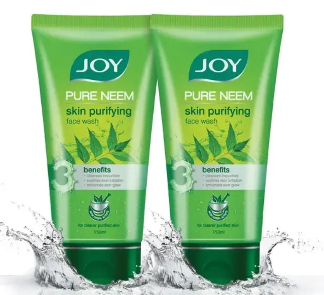 Joy Neem Purifying Face Wash | Pack of 2 × 150ml | Gentle Cleanser with Neem Extracts | For Men & Women