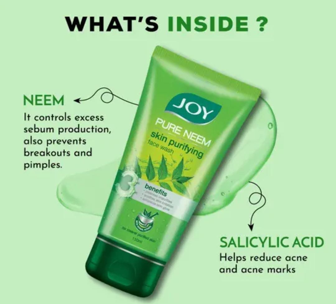 Joy Neem Purifying Face Wash | Pack of 2 × 150ml | Gentle Cleanser with Neem Extracts | For Men & Women - Image 2