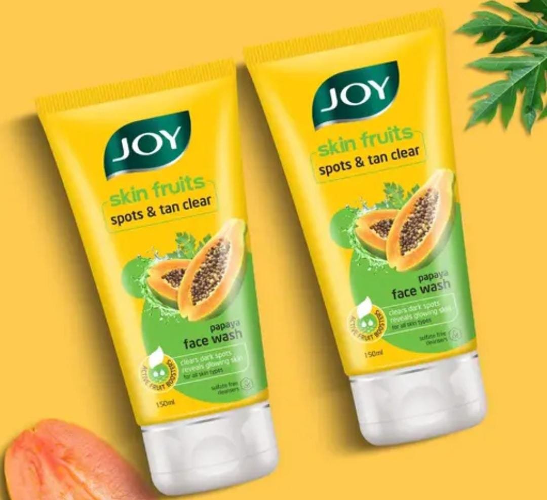 Joy De-Tan Papaya Face Wash | Pack of 2 × 150ml | Gentle Brightening Cleanser with Papaya Extracts | For Men & Women