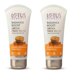 Lotus Herbals Radiance Boost Ubtan Face Wash | Pack of 2 × 50g | With Turmeric, Sandalwood & Rose Water | Glowing Skin & Dark Spot Reduction