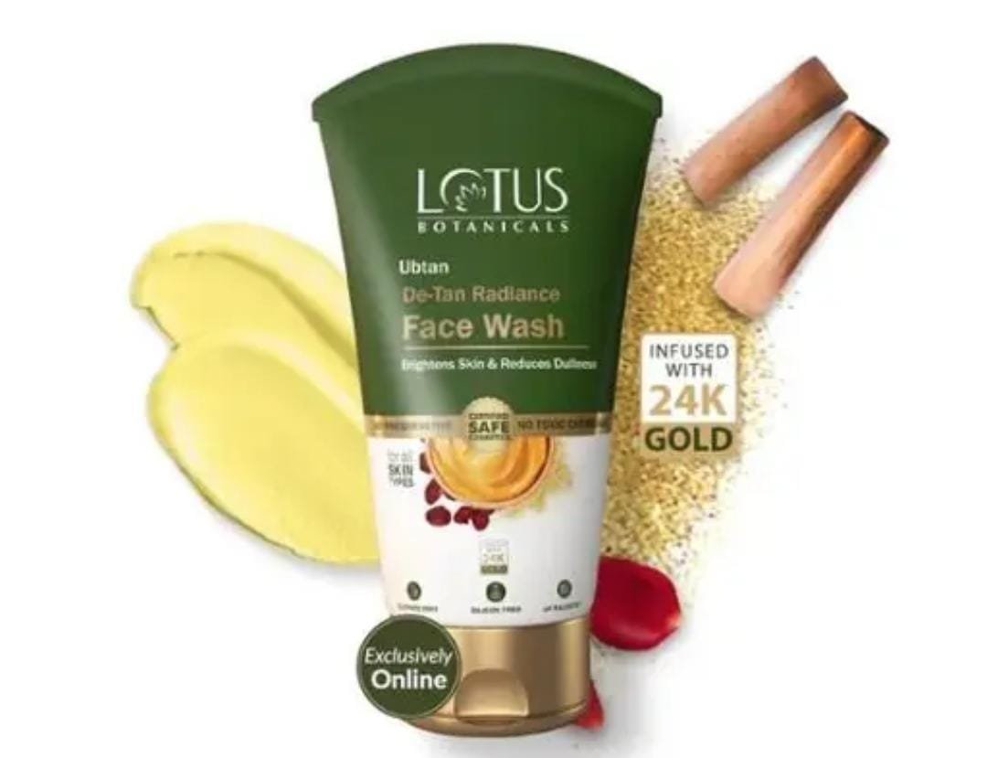 Lotus Botanicals Ubtan De-Tan Radiance Face Wash | 100ml | Removes Tan, Dirt & Impurities | For Naturally Glowing Skin