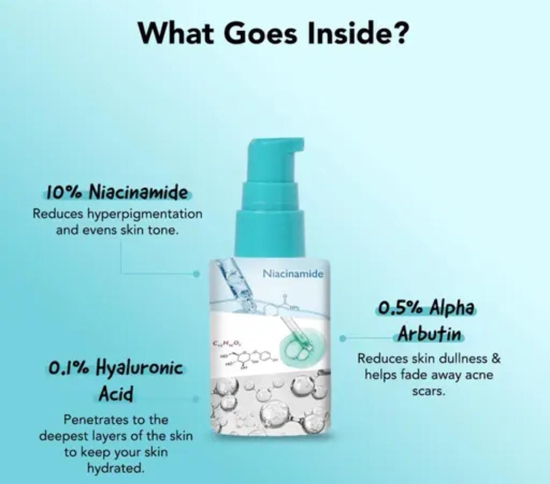 Bella Vita Organic Niacinamide Face Serum | 30ml | 10% Niacinamide + 0.5% Alpha Arbutin + Hyaluronic Acid | Brightening, Pigmentation Care & Barrier Repair - Image 3